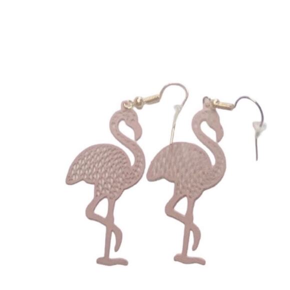 Pink Flamingo Filigree Drop Earrings - Picture 2 of 3